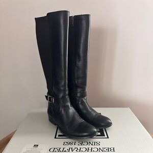 Frye Melissa Gore Inside Zip Tall Black Leather Riding Boots